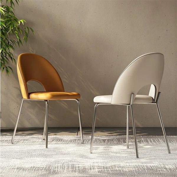 Modern Minimalist Dining Chairs with Metal Legs, Set of 2