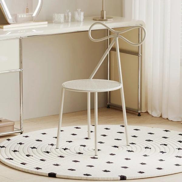Elegant Modern Metal Vanity Chair with Perforated Design