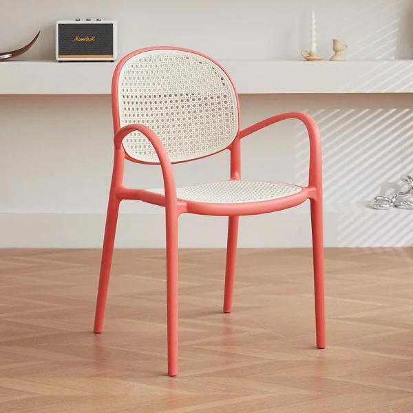 Modern Coral Armchair with Perforated Backrest Design