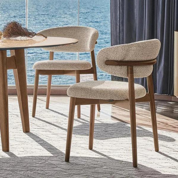 Modern Mid-Century Upholstered Dining Chairs, Set of Two