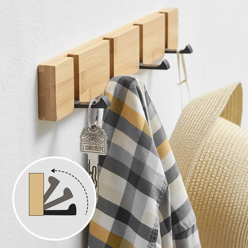 Modern Wooden Wall-mounted Hook Rack With 5 Pegs on Luulla