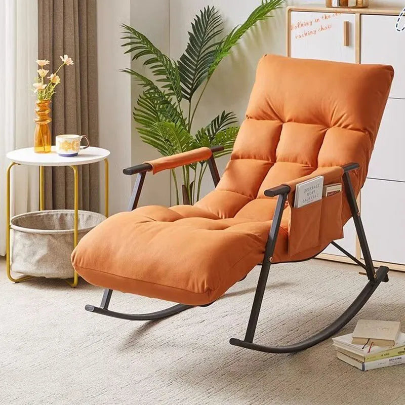 Modern Comfortable Rocking Chair With Padded Armrests, Orange on Luulla