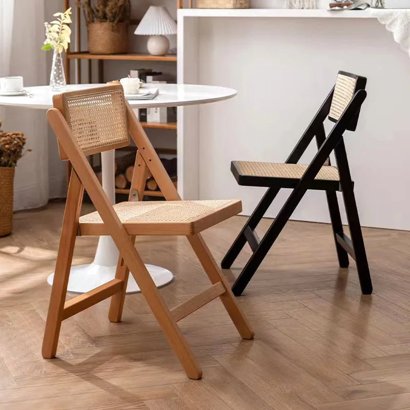 Set of 5 Folding Rattan Chairs