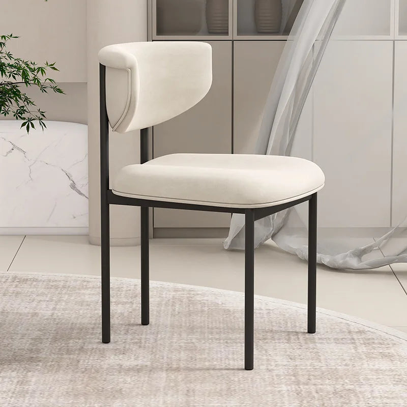 Set of 4 Modern Velvet Dining Chairs with Metal Legs