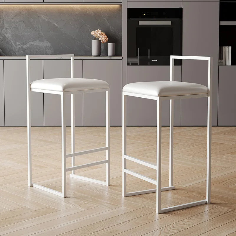 Modern White Faux Leather Kitchen Bar Stools Pair on Luulla