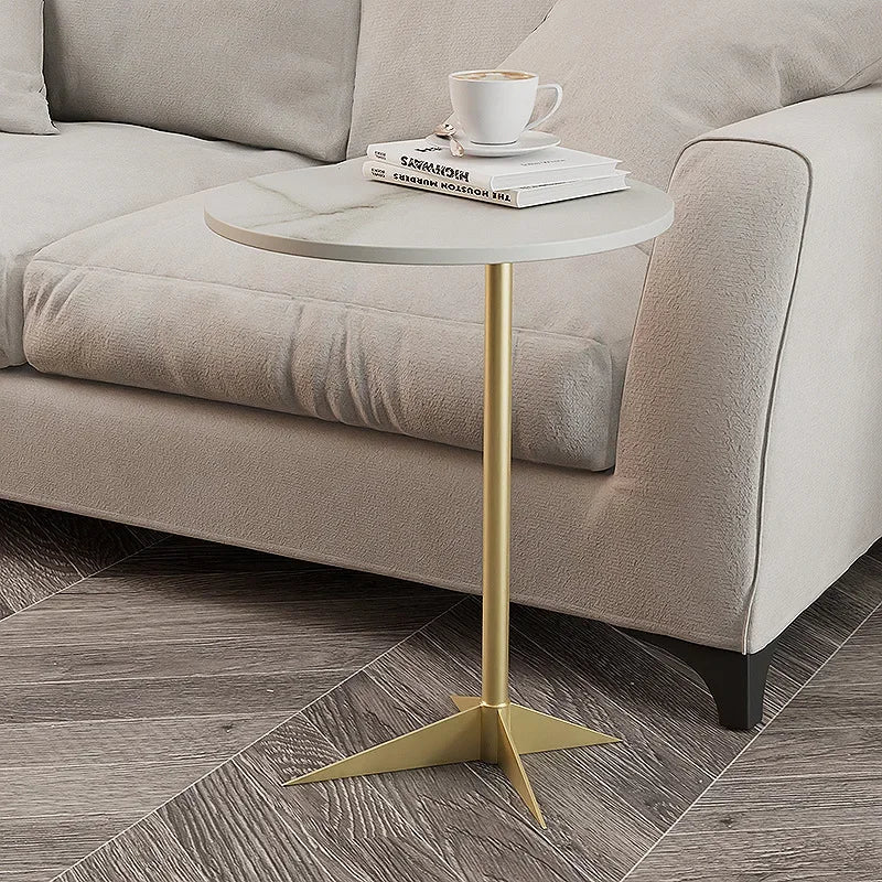 Modern Round Marble Top Gold Base Accent Table on Luulla