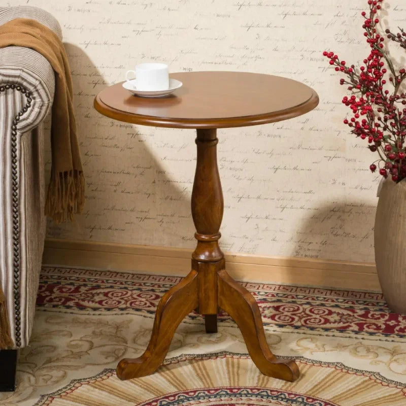 Traditional Round Wooden Pedestal Accent Table Espresso on Luulla