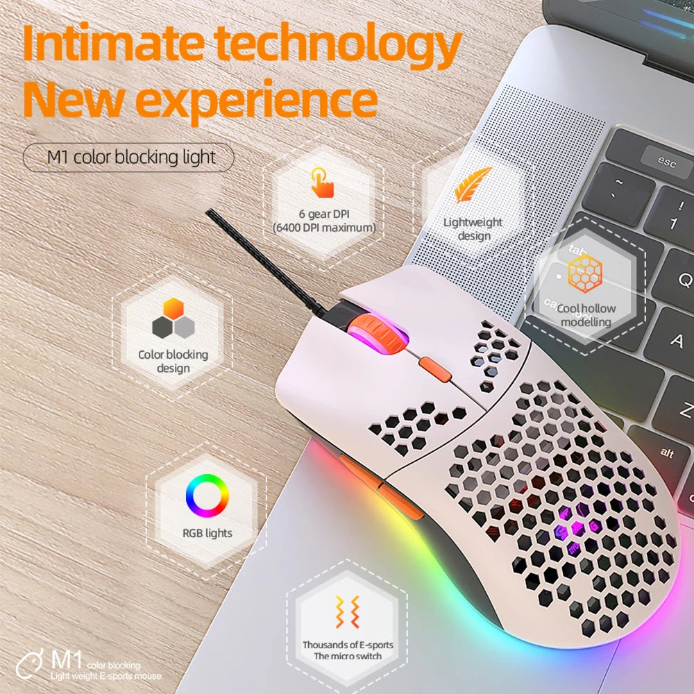 Lightweight Rgb Wired Gaming Mouse With Honeycomb Shell on Luulla