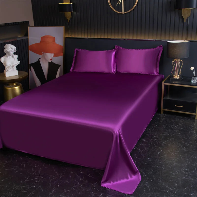 Luxury Deep Purple Satin Bed Sheet Set on Luulla