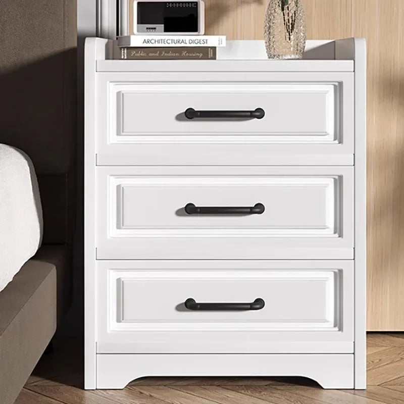 Modern White Three-drawer Nightstand With Handles on Luulla