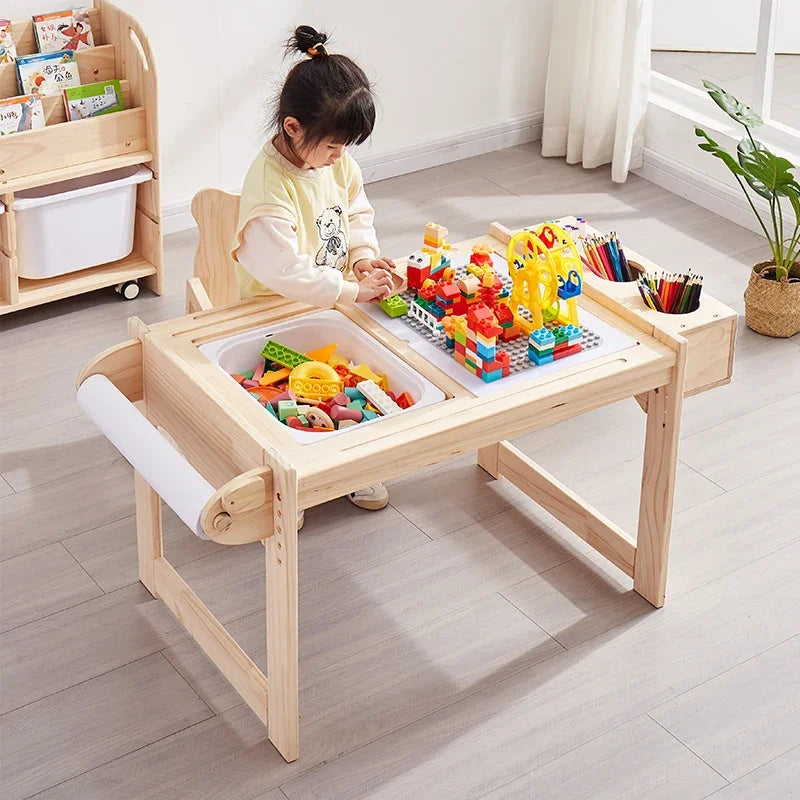 Wooden Kids Activity Table With Storage Bins on Luulla