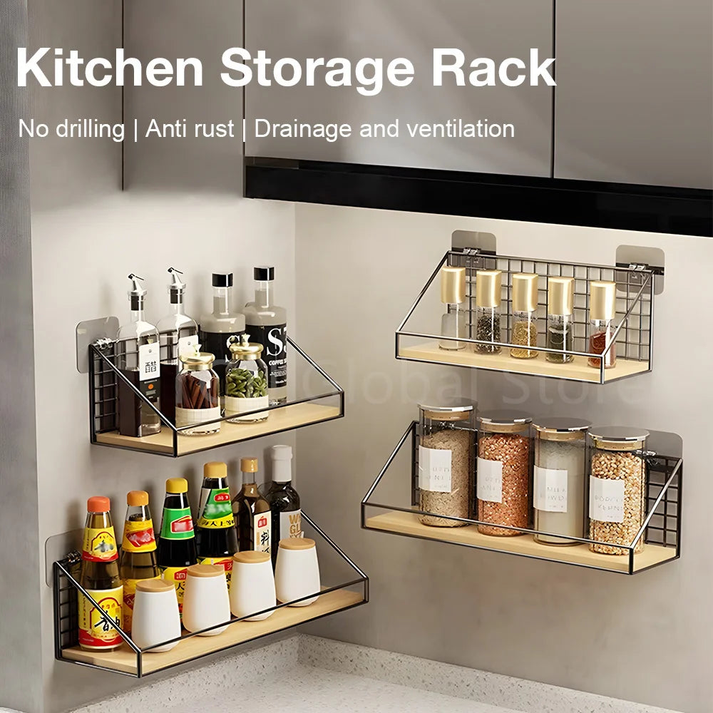 Wall-mounted No-drill Rustproof Kitchen Storage Rack on Luulla