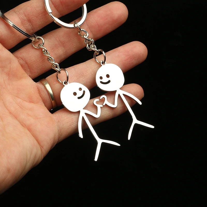 Cute Stick Figure Couple Keychain Set on Luulla