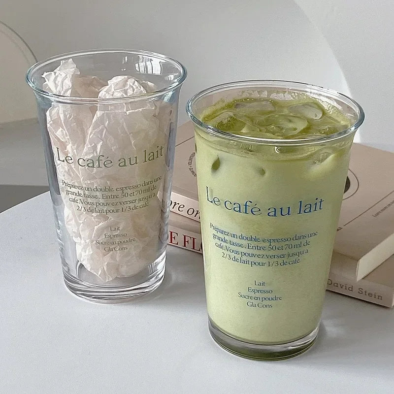Glass Tumblers With Cafe Au Lait Design on Luulla
