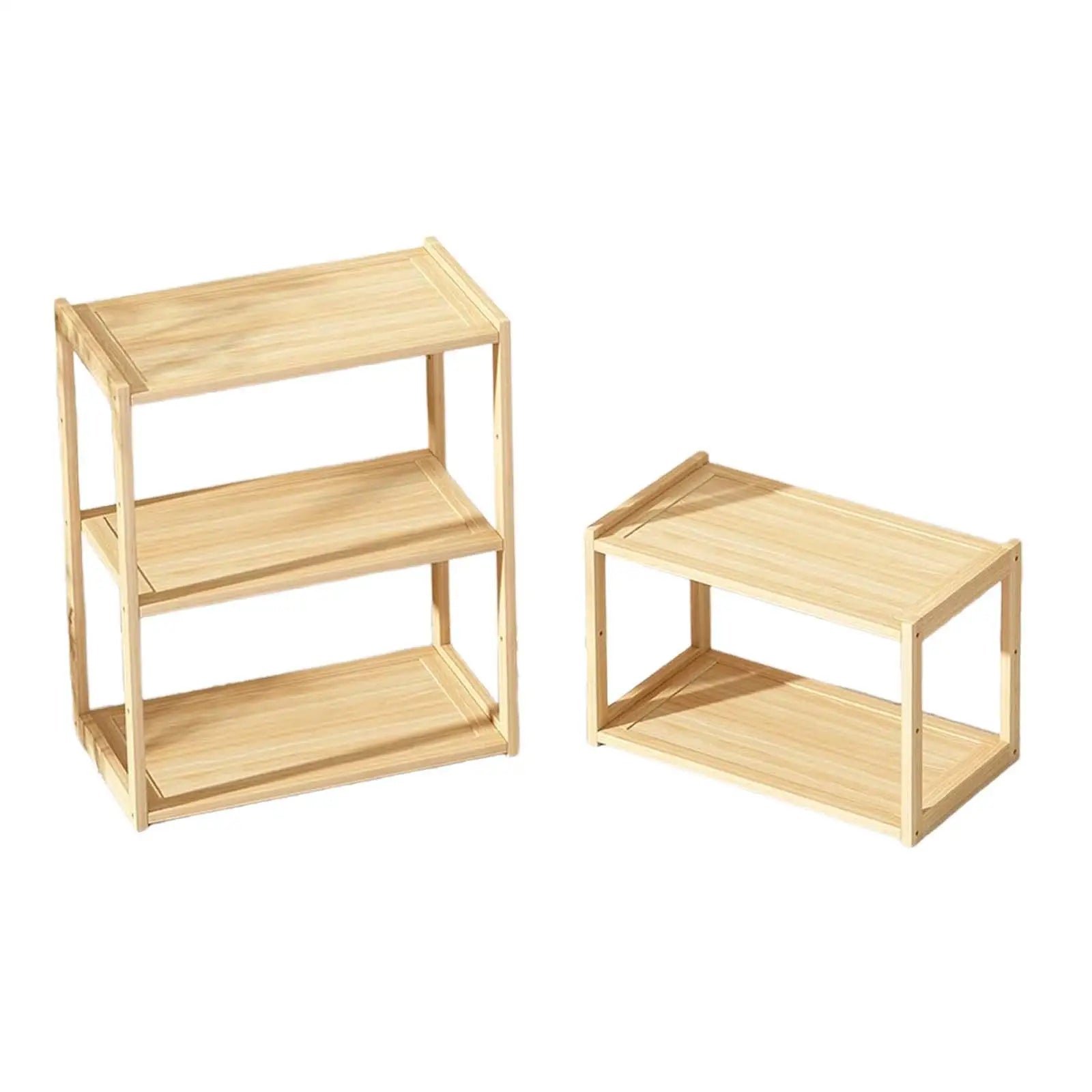 Stackable Bamboo Storage Racks With Adjustable Shelves on Luulla