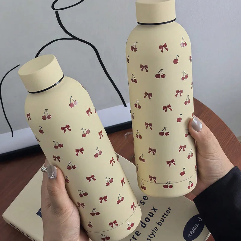 Insulated Cherry Print Double-walled Water Bottles on Luulla