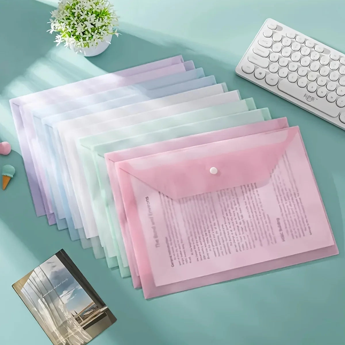 Multicolor A4 Transparent Document Envelopes With Snap on Luulla