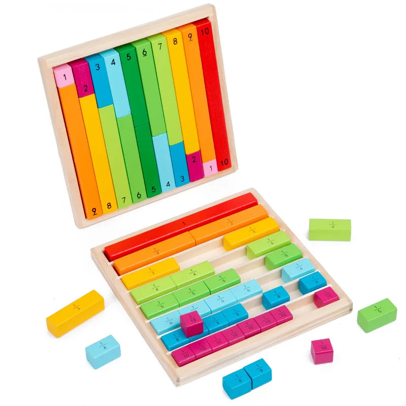 Montessori Wooden Colorful Math Learning Blocks Kit on Luulla